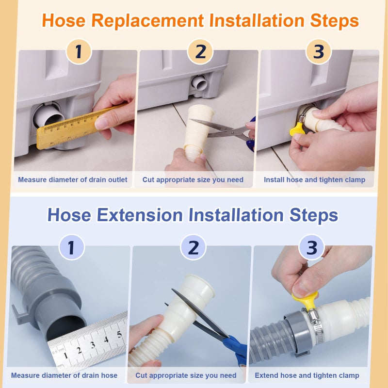 MyLifeUNIT Washing Machine Drain Hose Extension Kit, Universal Washer Drain Hose Replacement Parts Fit for 1-1/4", 1-1/3", 1-1/2", 1-2/3" Outlet Diameters with 1 Clamp, 6.9 Feet - Image 5
